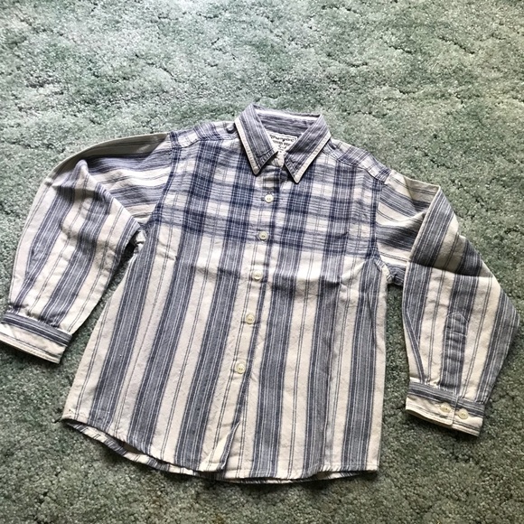 Wrangler Girl’s Shirt, Blue Cream Striped Shirt, Western Top, size 8, Vintage - Picture 1 of 5